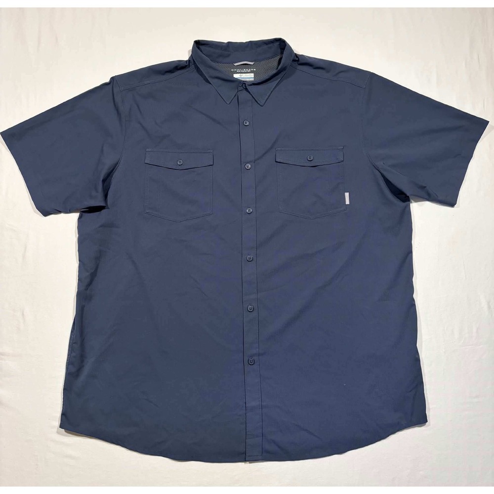 Columbia Omni-Shade Navy Blue Ripstop Short Sleeve Shirt Mens 3XT Big & Tall